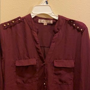 Burgundy/Maroon spiked long sleeve button down